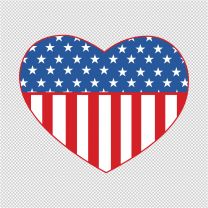 USA Flag In Heart Shape Decal Sticker