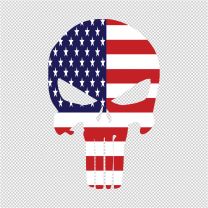 USA Flag Inside Skull Shape Decal Sticker