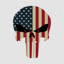 USA Flag In Skull Shape Decal Sticker