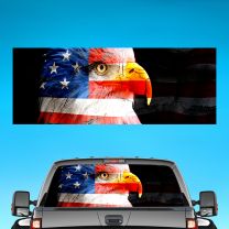 Usa Patriot Eagle Flag For Pickup Truck Rear Window Perforated Decal
