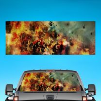 War Army Fight Graphics For Pickup Truck Rear Window Perforated Decal