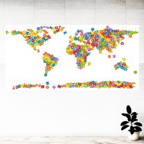 World Map Alphabets Graphics Pattern Wall Mural Vinyl Decal