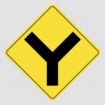 Y Intersection Ahead Decal Sticker