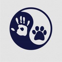Ying Yang Human Hand Dog Paw Hunter Decal Sticker