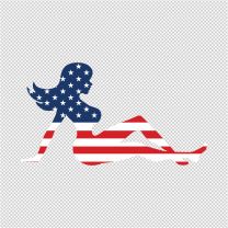 America Flag In Girl Shape Decal Sticker 