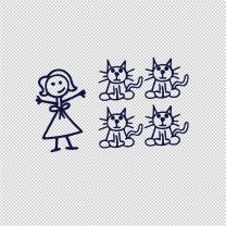 Cat Mom Stick Families Vinyl Decal Sticker