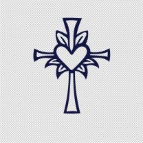 Cross And Heart Design Vinyl Decal Sticker