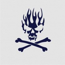 Flame Crossbones Motorcycle Vinyl Decal Sticker