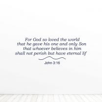 For God So Loved The World John Bible Quote Vinyl Wall Decal Sticker
