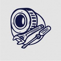 Mechanic Automotive Service Tire Wrench And Screwdriver Vinyl Decal Sticker
