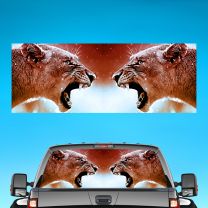 Two Lion Fight Graphics For Pickup Truck Rear Window Perforated Decal