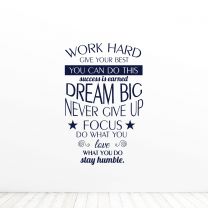 Work Hard Give Your Best You Can Do This Motivational Office Quote Wall Vinyl Decal Sticker